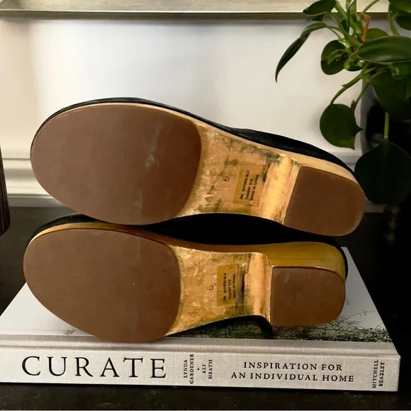 FRYE and Co ODESSA BLACK CUFF SUEDE LEATHER CLOG CLOGS BOOTS size 6 - Picture 4 of 5